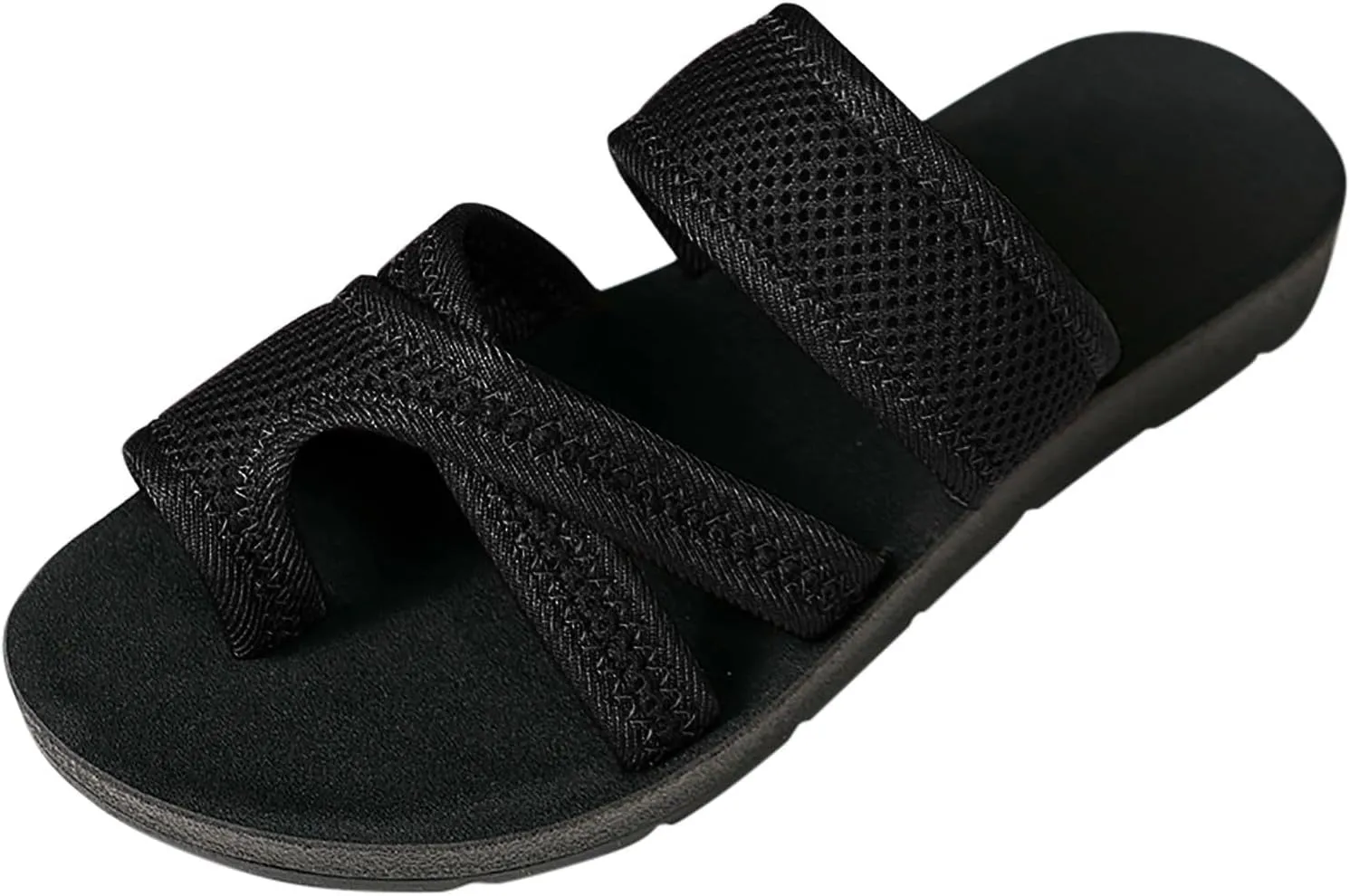 2024 Women's Hollow Mesh Slide Sandals - Dressy Summer Flats Orthopedic Arch Support Slip On Breathable Mesh Sandals