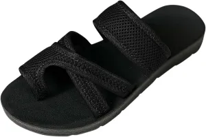 2024 Women's Hollow Mesh Slide Sandals - Dressy Summer Flats Orthopedic Arch Support Slip On Breathable Mesh Sandals