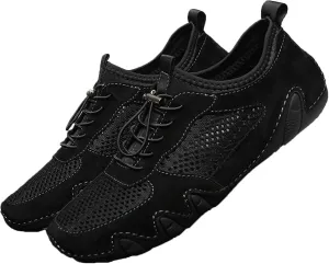 AngryMonkey Outdoor Mesh Trail Shoes for Hiking & Walking Men's Summer Breathable Italian Handmade Slip On Soft Suede Walking Flat Loafers