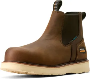 Ariat Men's Rebar Wedge Chelsea Waterproof Composite Toe Work Boot, Distressed Brown, 13 Wide