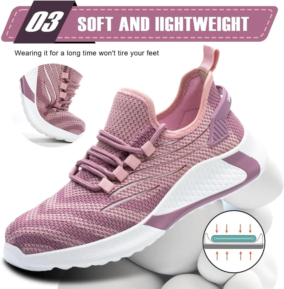 Asiman Steel Toe Shoes for Women Lightweight Breathable Safety Shoes for Men Construction Non Slip Composite Toe