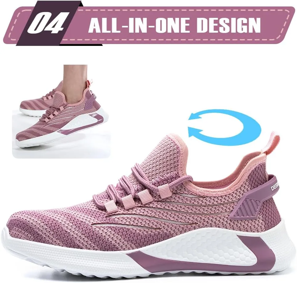 Asiman Steel Toe Shoes for Women Lightweight Breathable Safety Shoes for Men Construction Non Slip Composite Toe