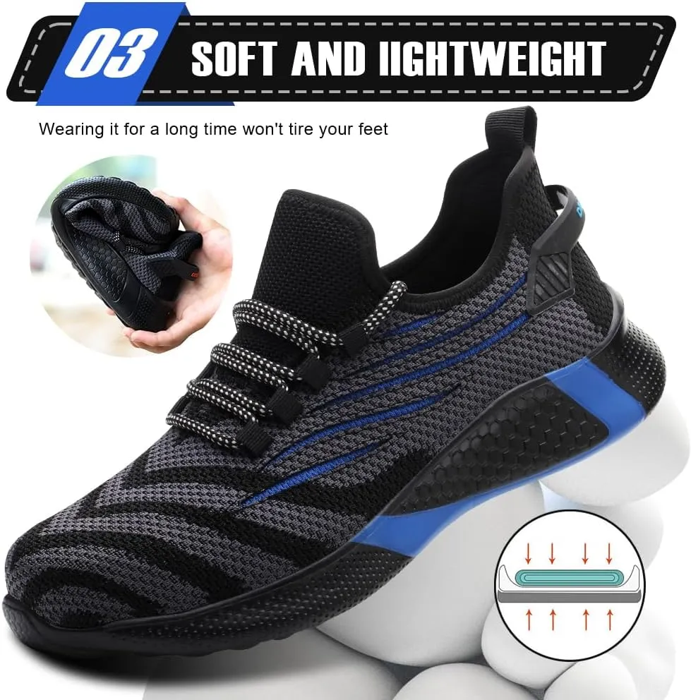 Asiman Steel Toe Shoes for Women Lightweight Breathable Safety Shoes for Men Construction Non Slip Composite Toe