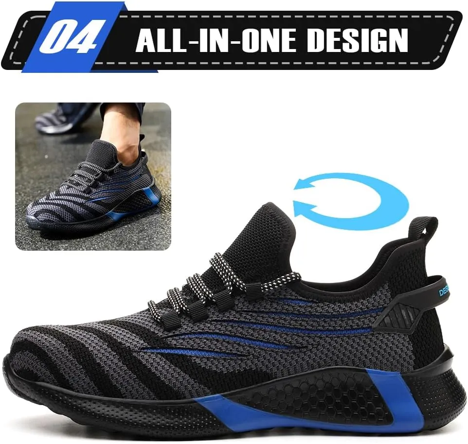 Asiman Steel Toe Shoes for Women Lightweight Breathable Safety Shoes for Men Construction Non Slip Composite Toe