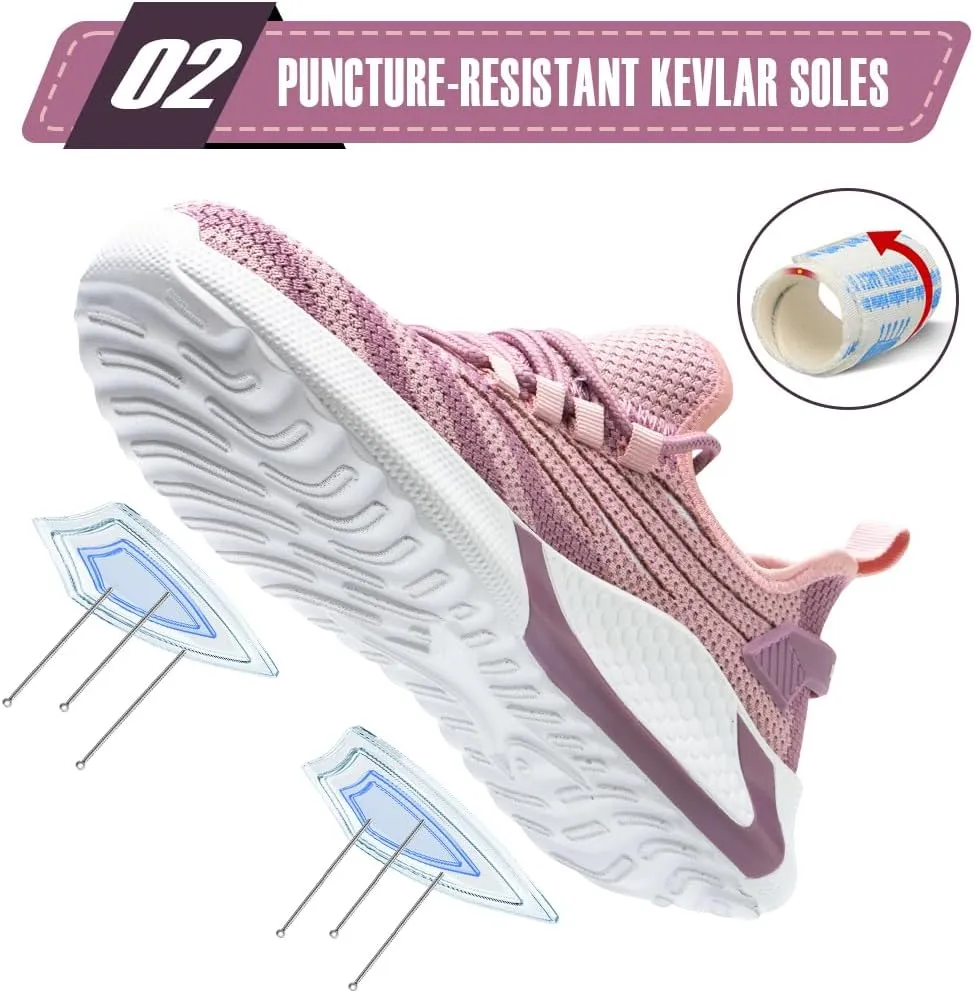 Asiman Steel Toe Shoes for Women Lightweight Breathable Safety Shoes for Men Construction Non Slip Composite Toe