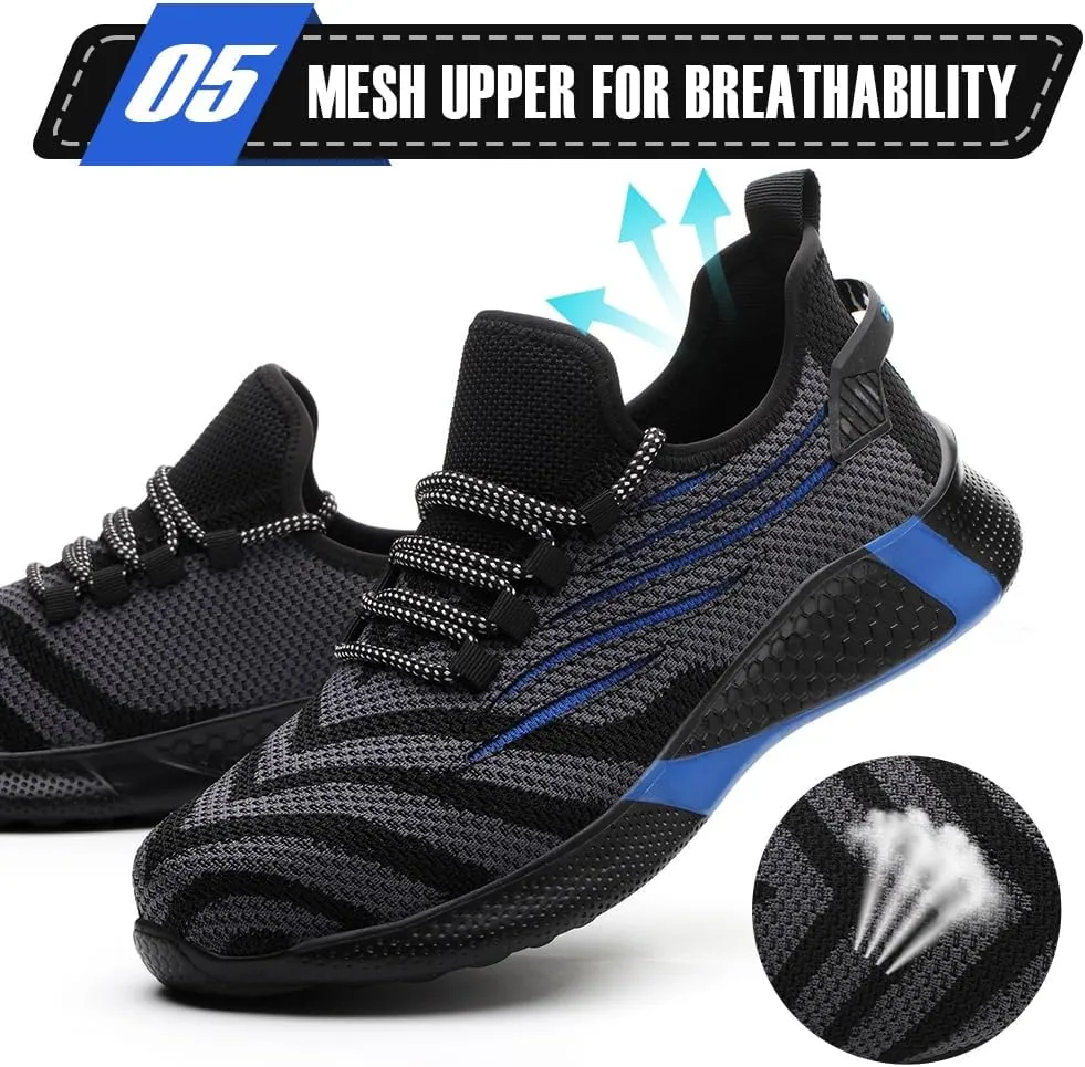 Asiman Steel Toe Shoes for Women Lightweight Breathable Safety Shoes for Men Construction Non Slip Composite Toe