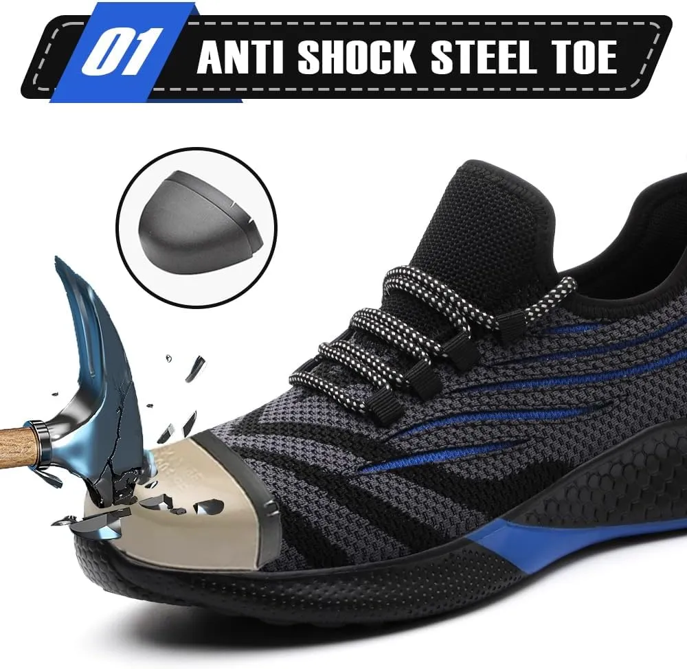 Asiman Steel Toe Shoes for Women Lightweight Breathable Safety Shoes for Men Construction Non Slip Composite Toe
