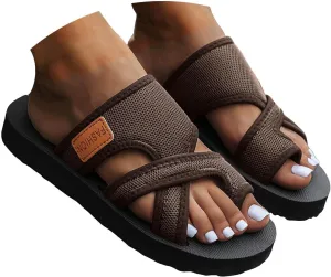 Avylays Orthopedic Sandals for Women, Women's Hollow Mesh Slide Sandals Comfortable Flip Flops Arch Support Sandals