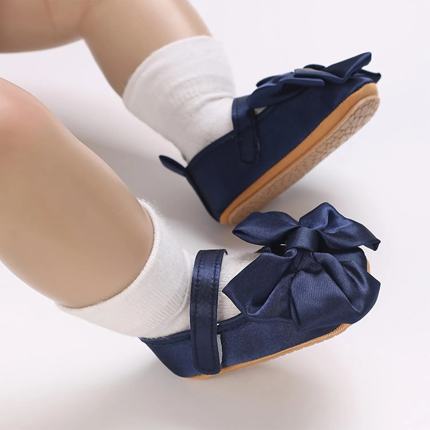 Baby Girls Princess Shoes Bowknot Soft Sole Mary Jane Flat Non Slip Wedding Dress Shoes for Infant Toddlers
