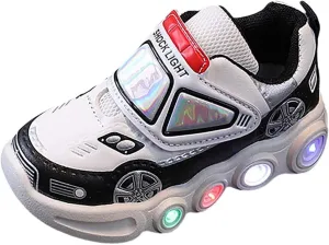 Baby Toddler Fashion Light Shoes Boys Girls Cartoon Car Casual Light Up Shoes for Sports Tennis Running and Walking