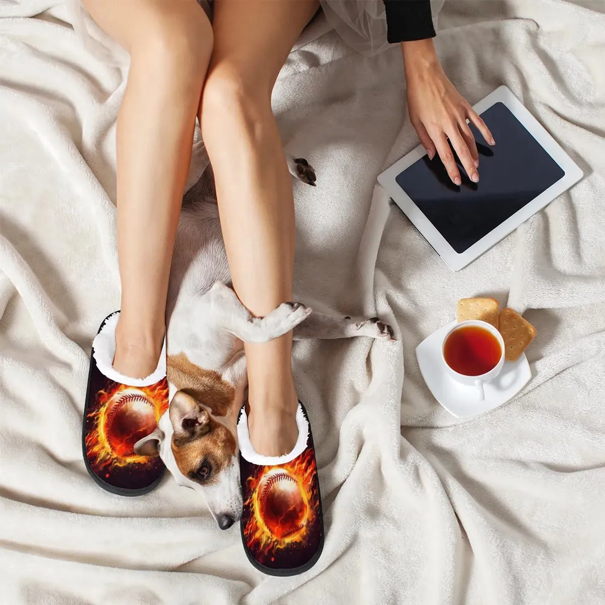 Ball Golf Pattern Slippers for Women Soft Non-Slip Indoor Slippers Home Slippers