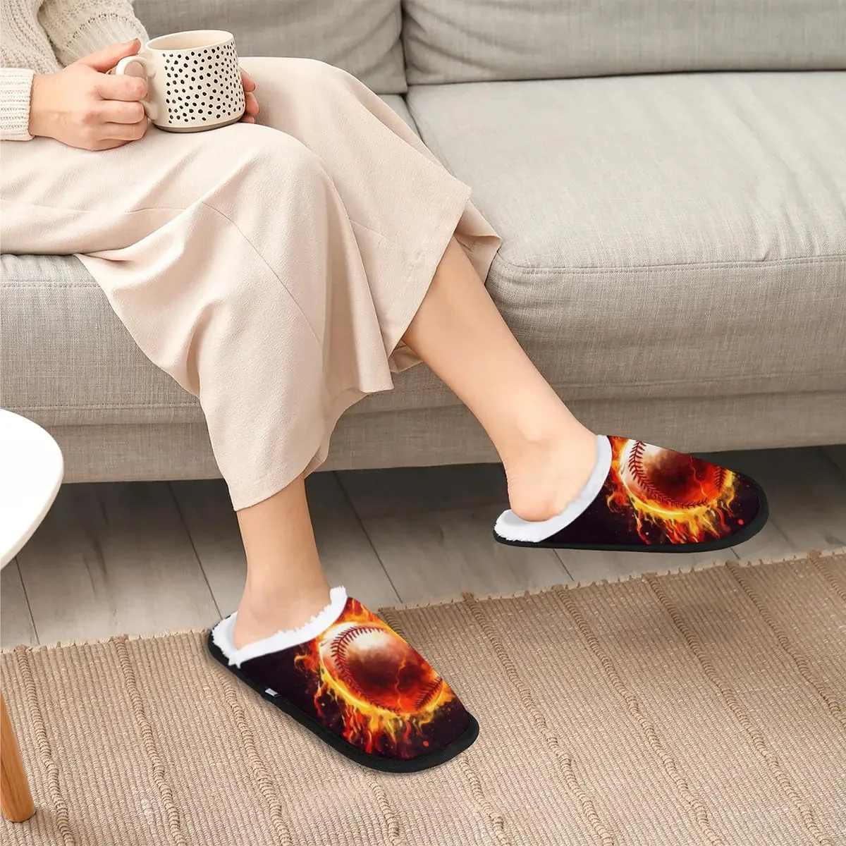 Ball Golf Pattern Slippers for Women Soft Non-Slip Indoor Slippers Home Slippers