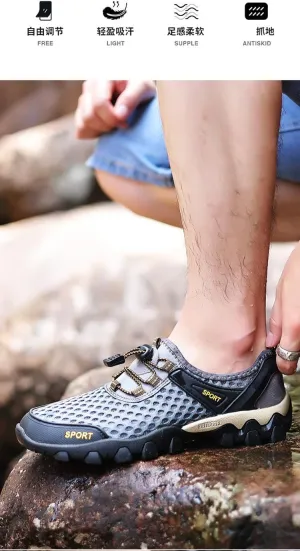 BaronHong Summer Men Casual Sneakers Breathable Mesh Shoes Mens Non-Slip Outdoor Hiking Shoes Mens Climbing Trekking Shoes
