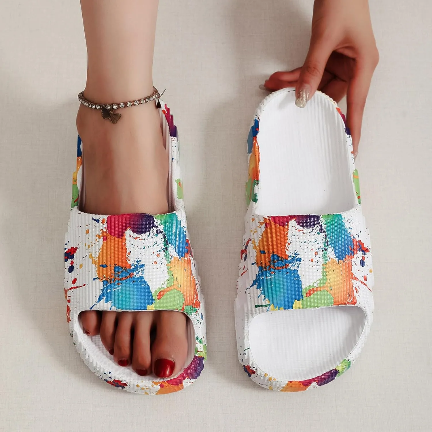 Bath Slippers Womens Showers Sandals Mens Bathroom Slipper Cloud Slides Dorms Outdoor Non-Slip Room Spa Living