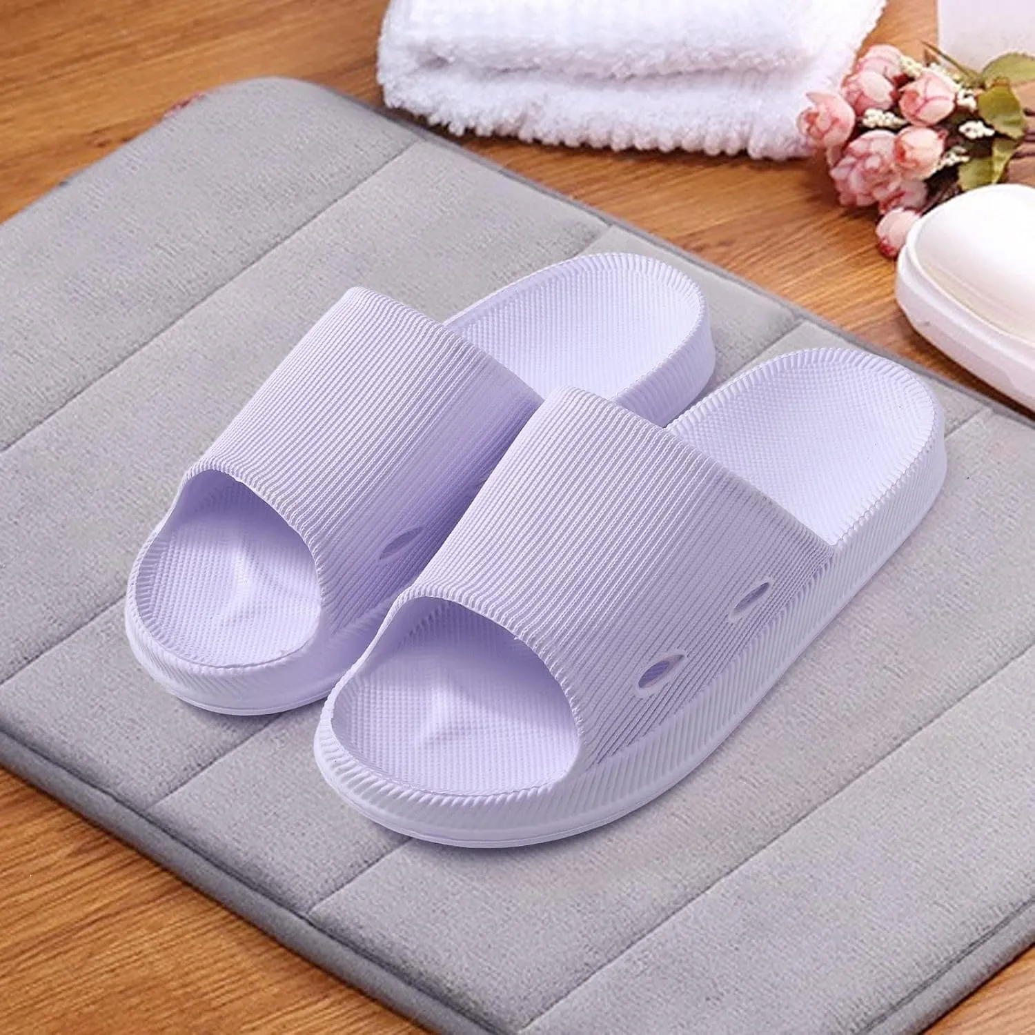 Bathroom Slippers Men's Athletic Outdoor Sandals Slides Shower Shoes with Drainage Holes House Slippers