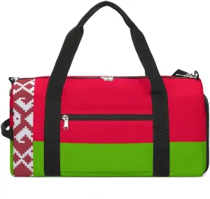 Belarus Flag Gym Bag for Boys Girls with Shoe Compartment and Wet Pocket