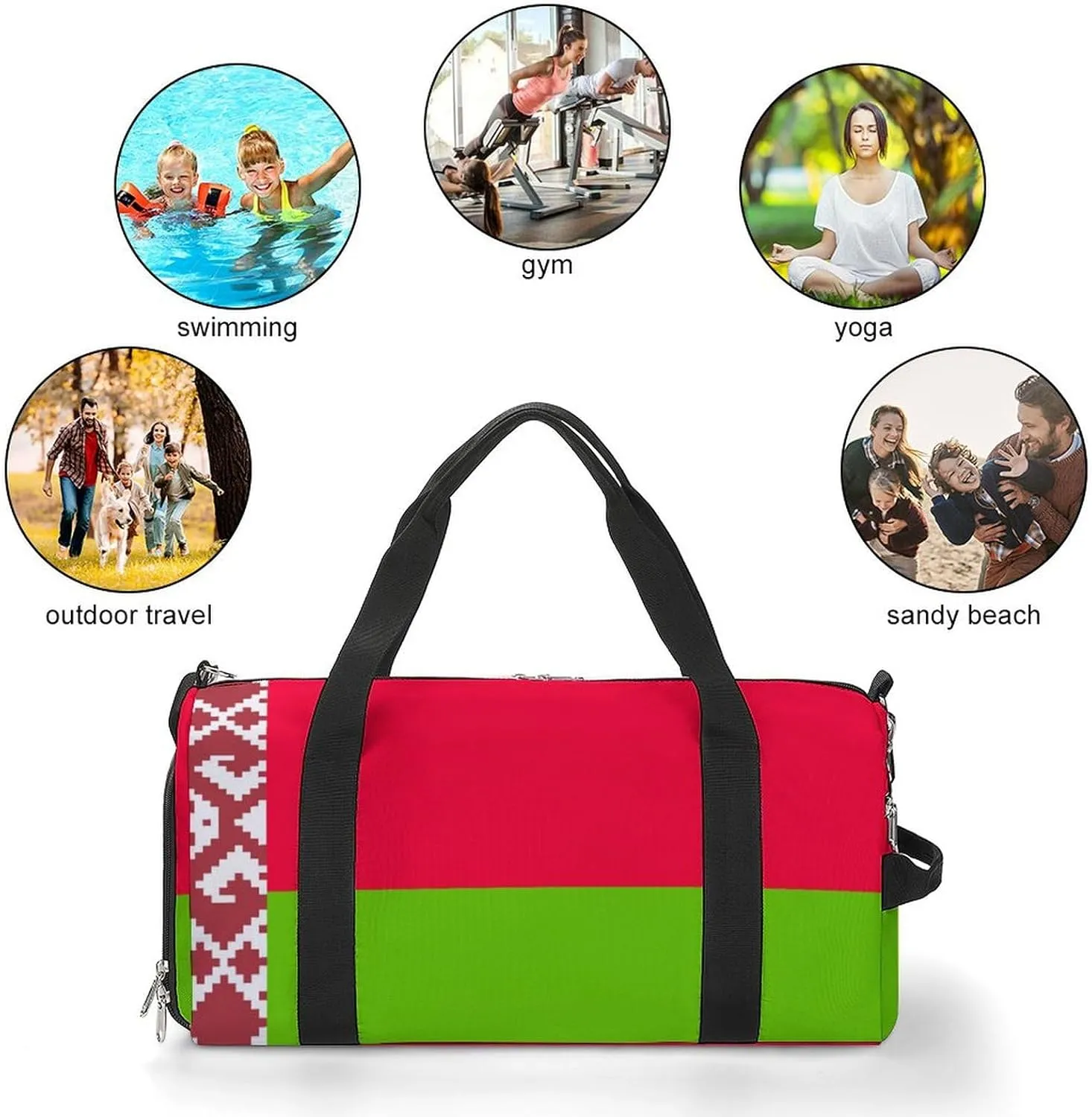 Belarus Flag Gym Bag for Boys Girls with Shoe Compartment and Wet Pocket