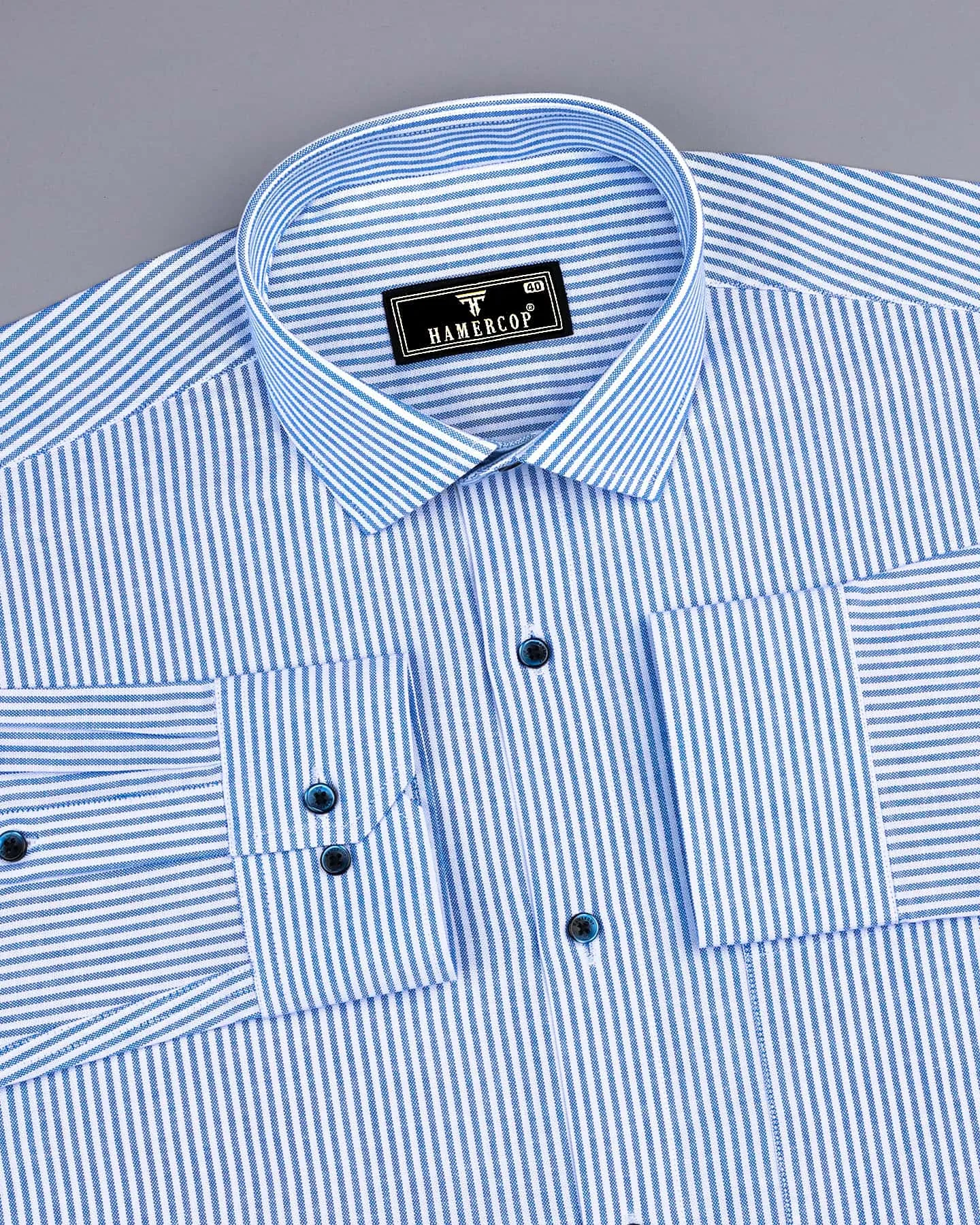 Belladon Blue Bengal Stripe Oxford Cotton Formal Shirt