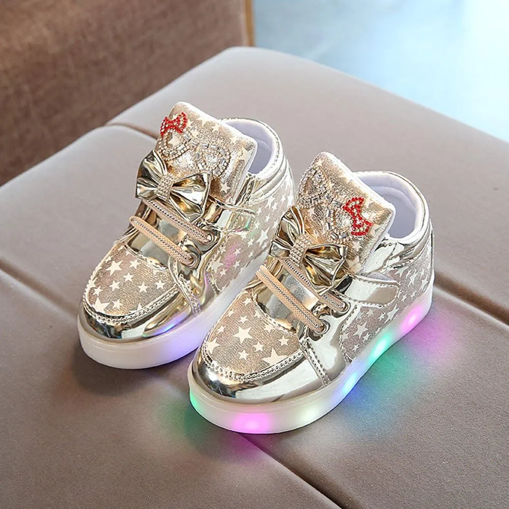 Black Shoes for Girls,Toddler Baby Fashion Sneakers Star Luminous Child Casual Colorful Sport Shoes 1-7 Years