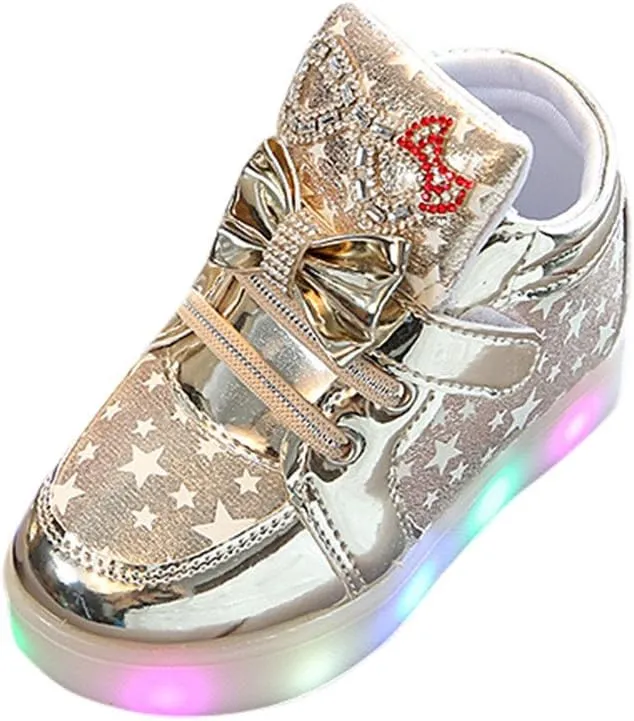 Black Shoes for Girls,Toddler Baby Fashion Sneakers Star Luminous Child Casual Colorful Sport Shoes 1-7 Years