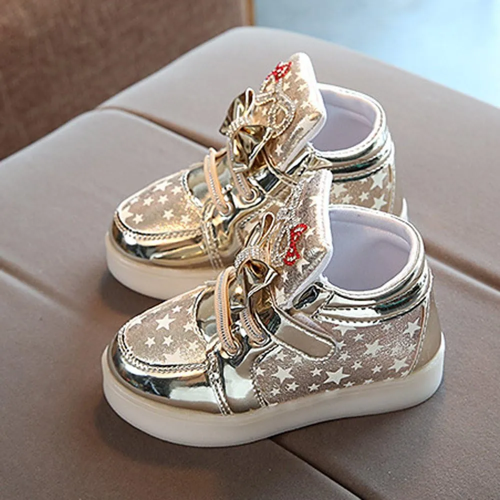 Black Shoes for Girls,Toddler Baby Fashion Sneakers Star Luminous Child Casual Colorful Sport Shoes 1-7 Years