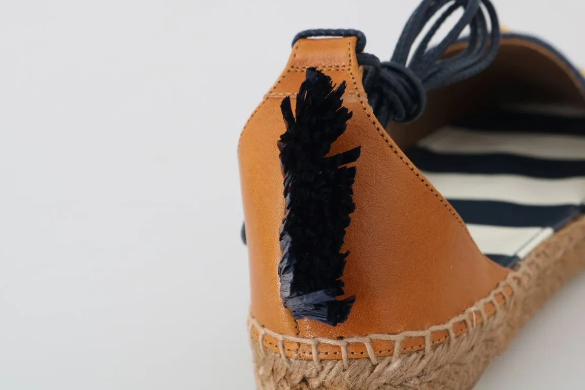 Blue Denim Leather Espadrilles Shoes