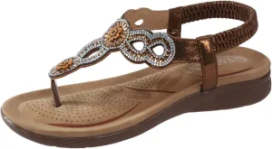 Bohemian Sandals for Women Dressy Summer 2025 Beach Sandals Comfortable Flats Orthopedic Sandals with Arch Support