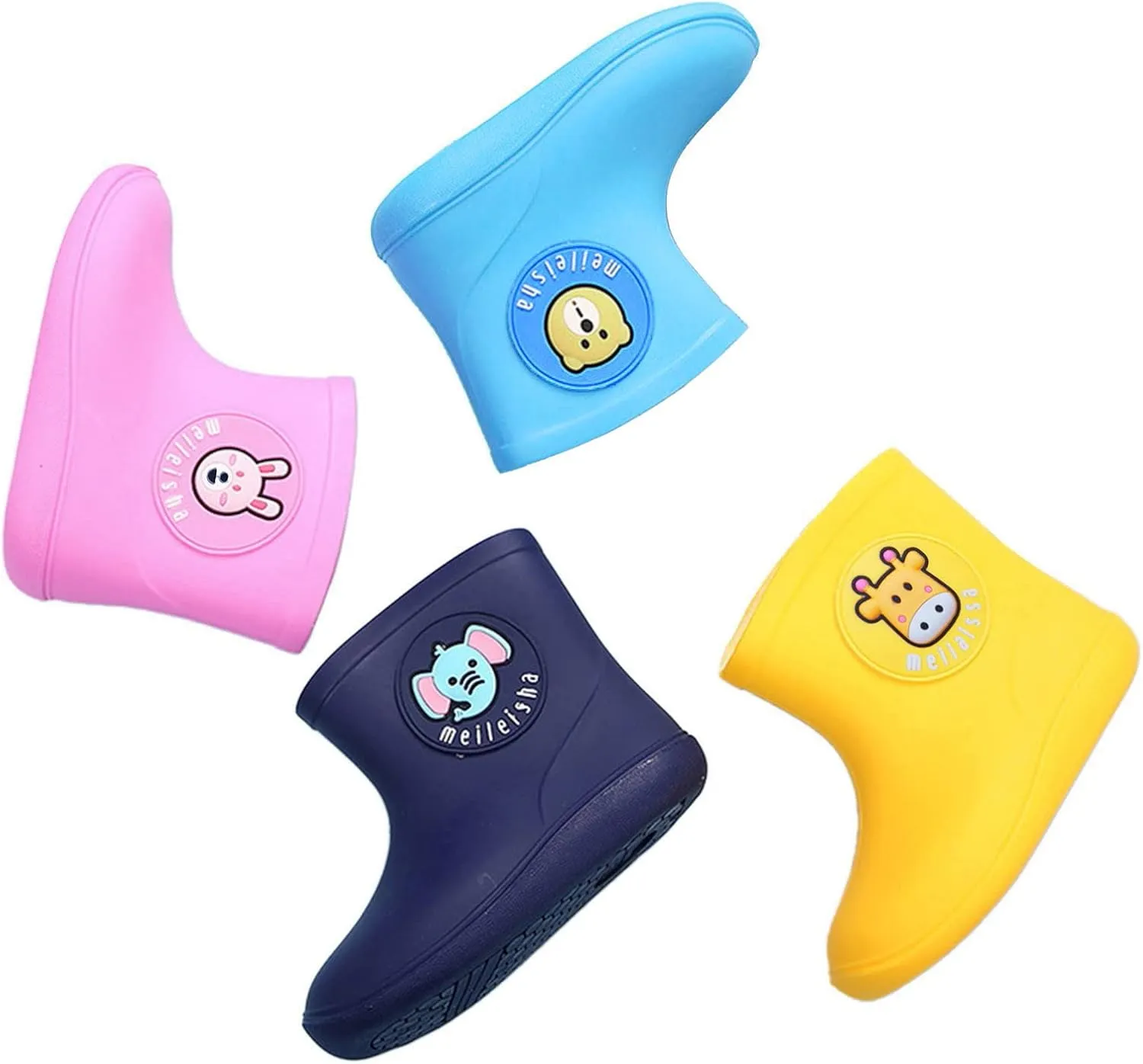 Boys Girls Rain Boots Toddler Kids Waterproof Boots Children Lightweight Rain Shoes with Handles Waterproof Boots