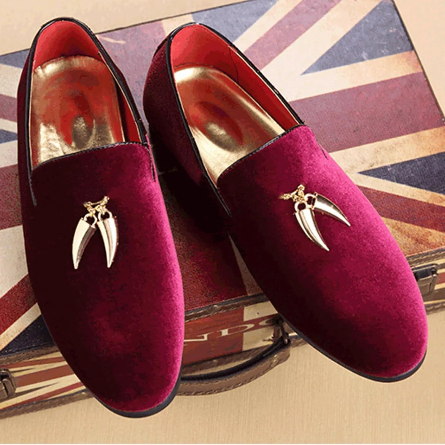 ByErz Men's Metallic Penny Slippers Flats Velvet Loafers Slip-On Casual Dress Shoes