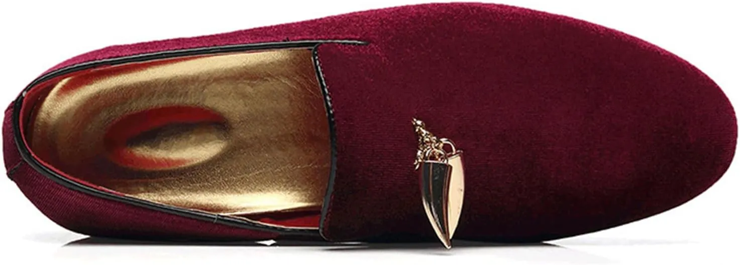 ByErz Men's Metallic Penny Slippers Flats Velvet Loafers Slip-On Casual Dress Shoes