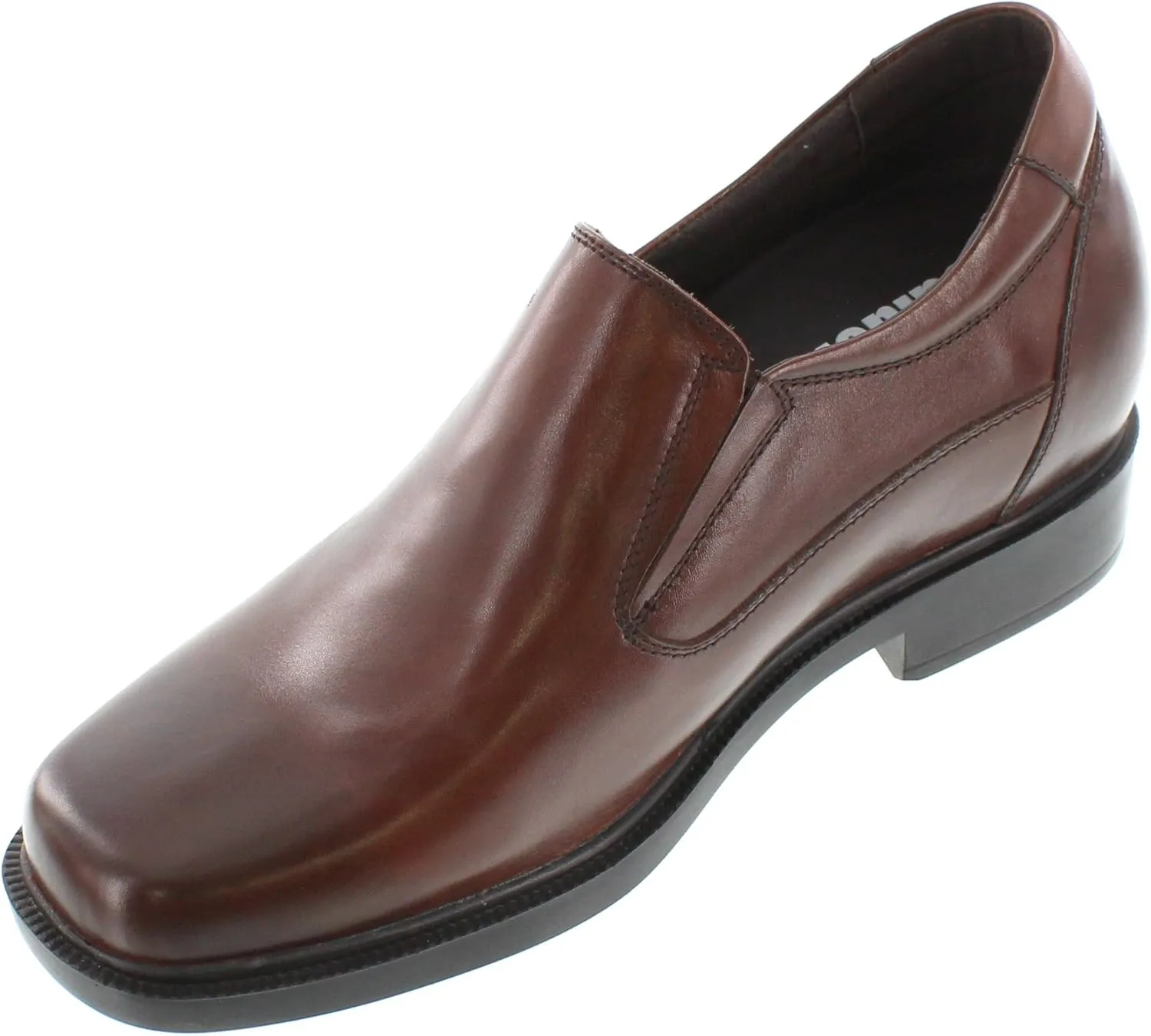 Calden Men's Invisible Height Increasing Elevator Shoes - Dark Brown Leather Slip-on Lightweight Casual Loafers - 3.3 Inches Taller - K31713 - Size 9 D(M) US