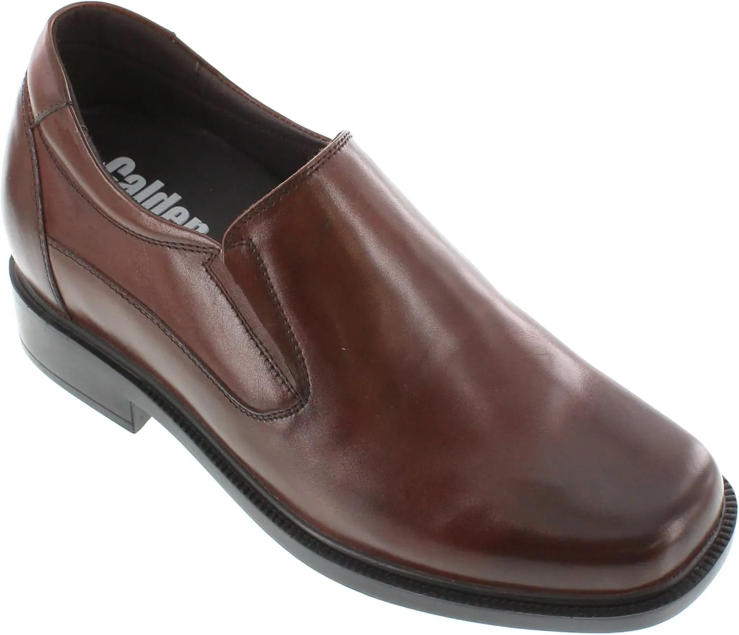 Calden Men's Invisible Height Increasing Elevator Shoes - Dark Brown Leather Slip-on Lightweight Casual Loafers - 3.3 Inches Taller - K31713 - Size 9 D(M) US