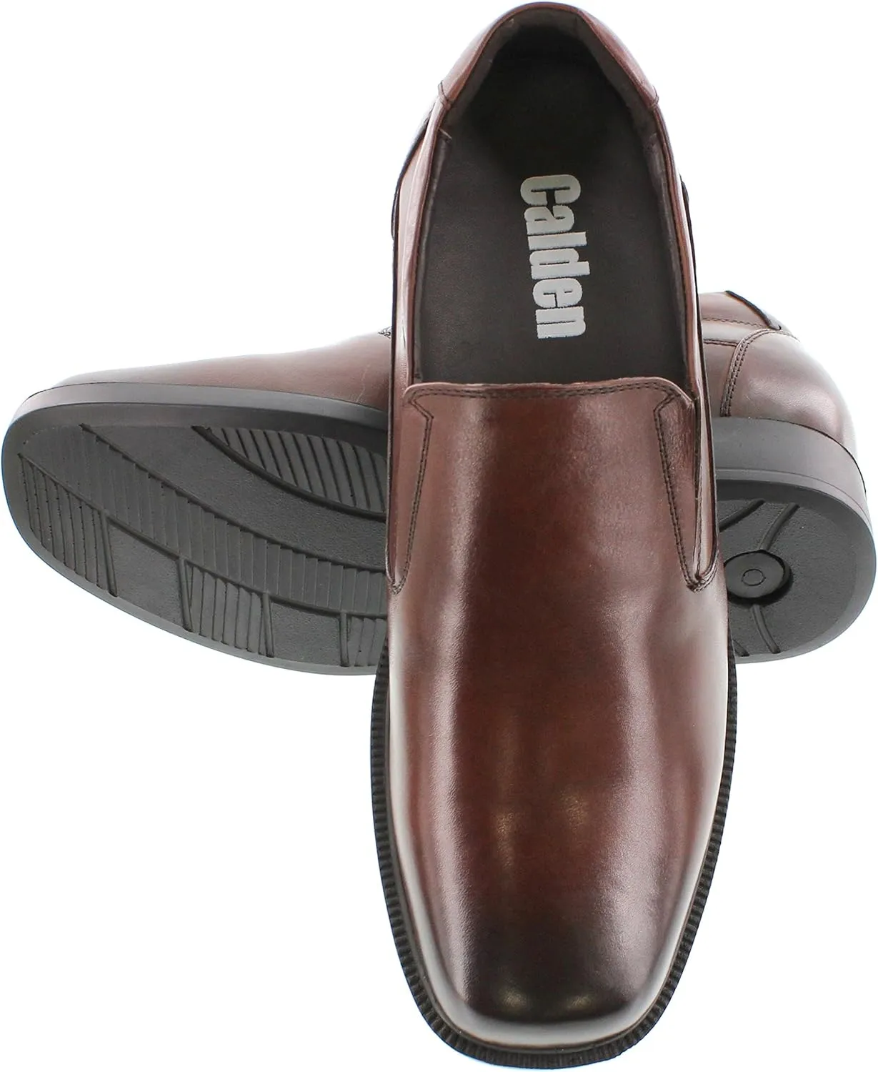Calden Men's Invisible Height Increasing Elevator Shoes - Dark Brown Leather Slip-on Lightweight Casual Loafers - 3.3 Inches Taller - K31713 - Size 9 D(M) US