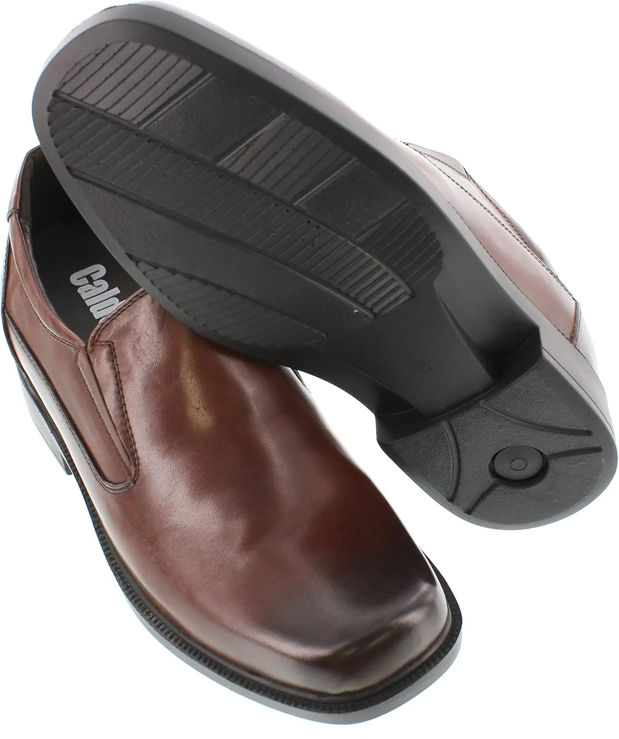 Calden Men's Invisible Height Increasing Elevator Shoes - Dark Brown Leather Slip-on Lightweight Casual Loafers - 3.3 Inches Taller - K31713 - Size 9 D(M) US