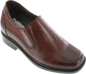 Calden Men's Invisible Height Increasing Elevator Shoes - Dark Brown Leather Slip-on Lightweight Casual Loafers - 3.3 Inches Taller - K31713 - Size 9 D(M) US