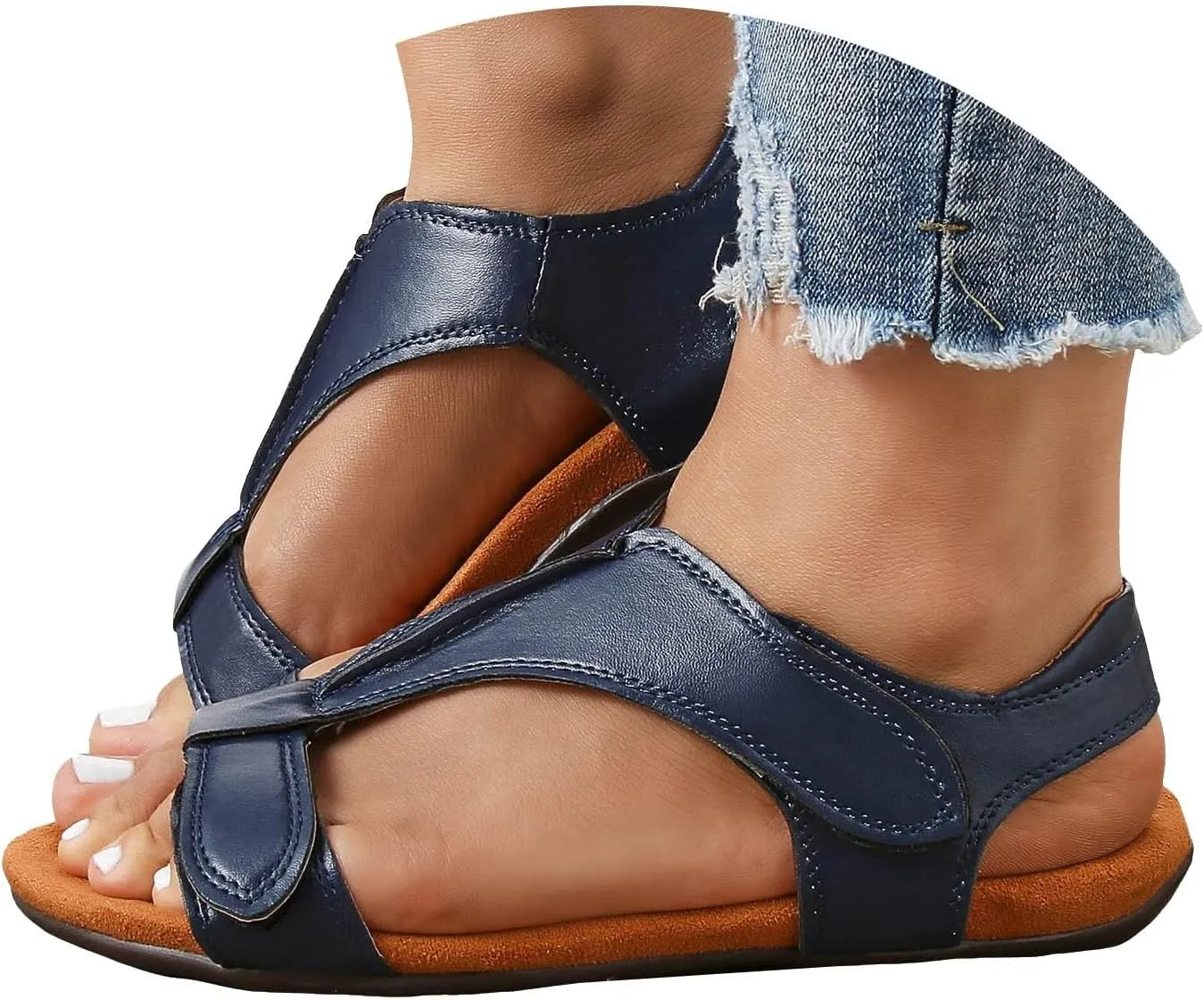 Cathalem Orthopedic Sandals for Women 2024 Comfy Orthotic Sandals Womens Arch Support Flat Sandals Flat Casual Beach Sandals
