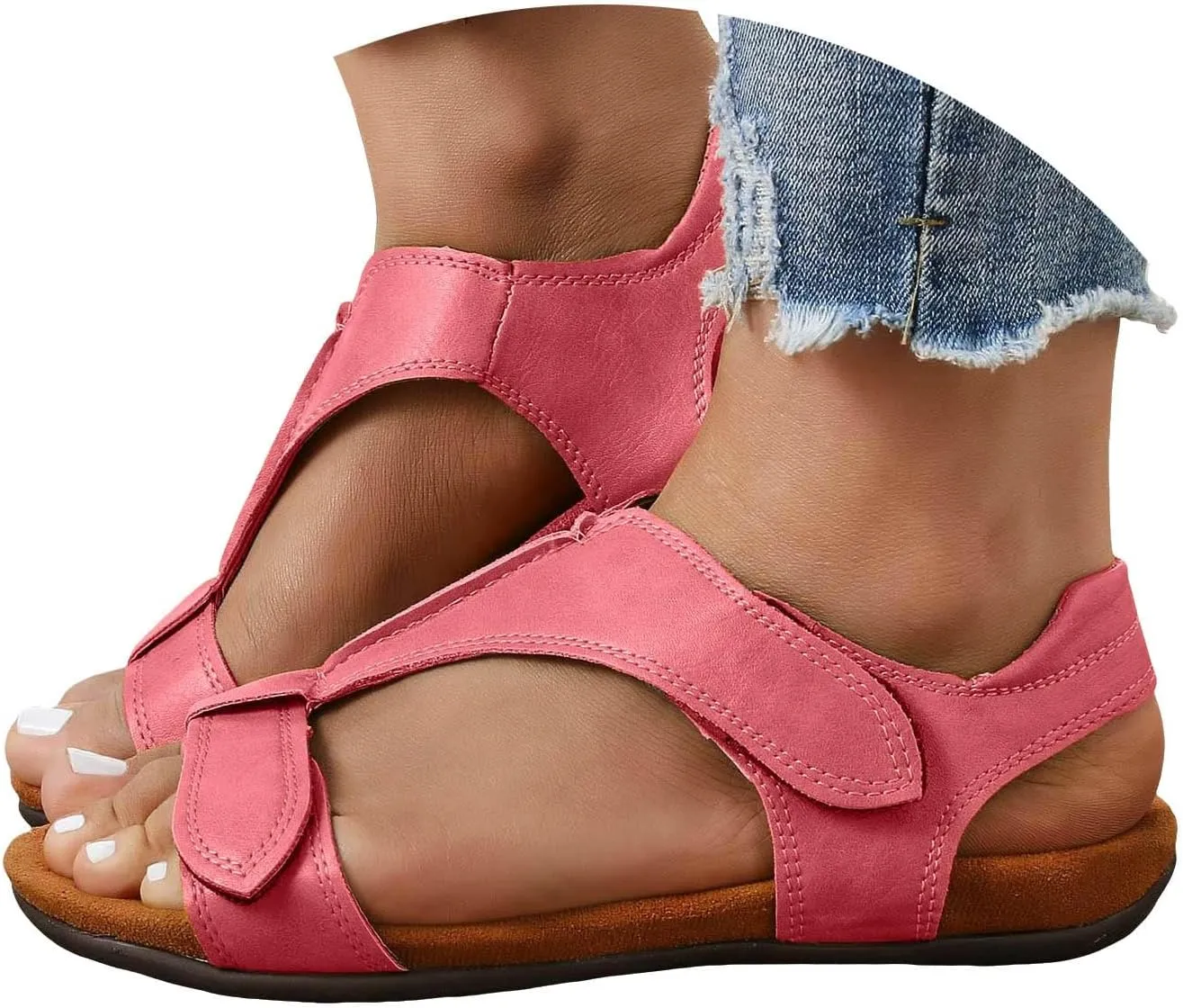 Cathalem Orthopedic Sandals for Women, 2024 Womens Arch Support Flat Sandals Flat Arch Massage Casual Beach Sandals