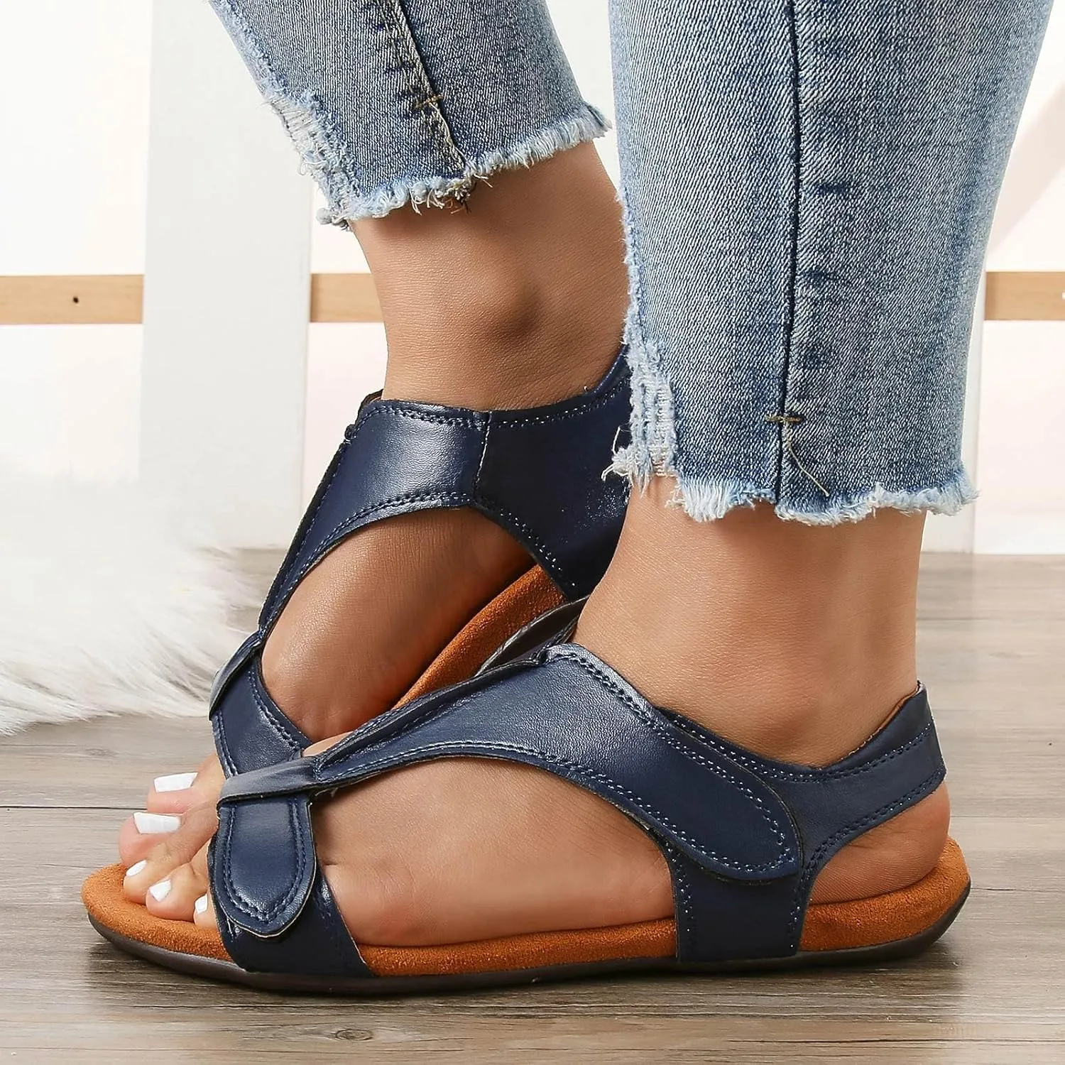 Cathalem Orthopedic Sandals for Women, Womens Arch Support Flat Sandals Flat Arch Beach Sandals Walking Sandals Women Comfort