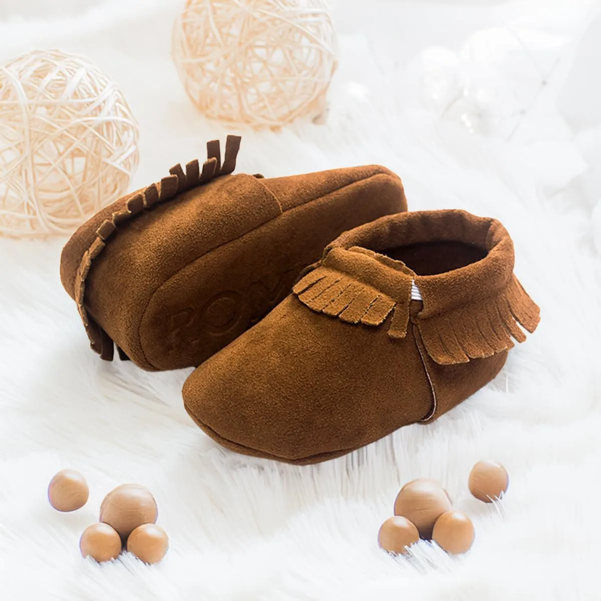 CENCIRILY Infant Baby Fringe Moccasin Slipper Boys Girls Tassel Suede Leather Toddler Sneakers Soft Sole First Walking Loafers Crib Shoes