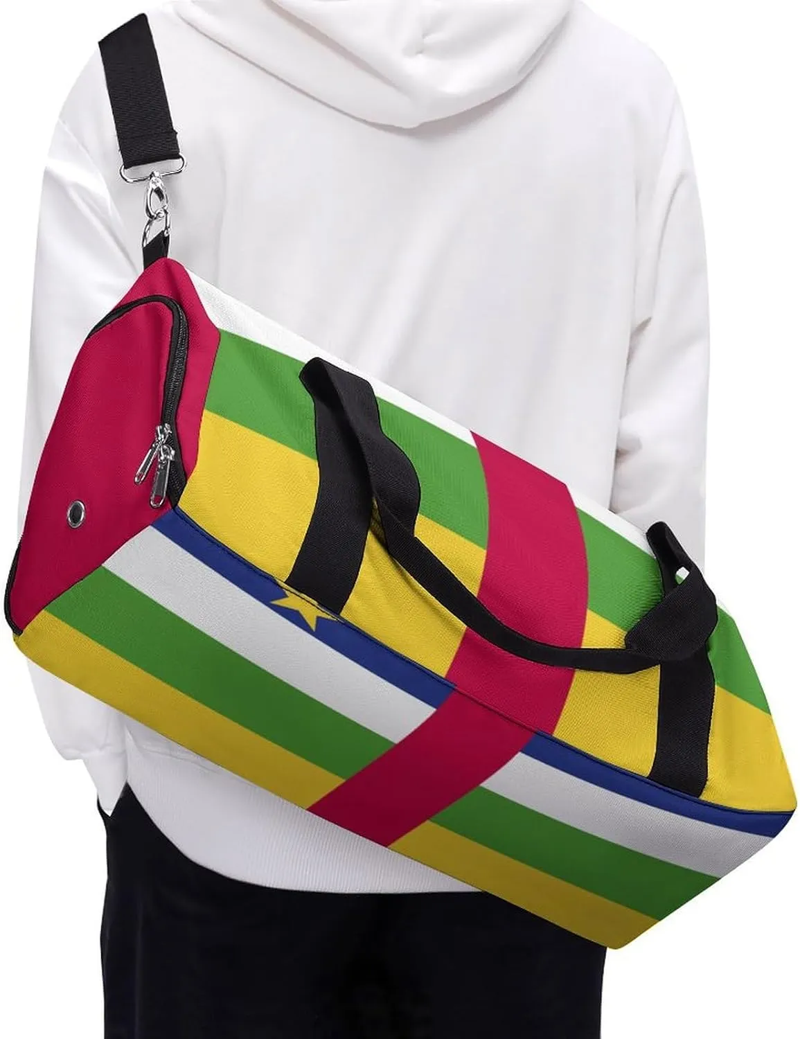 Central African Republic Flag Sports Gym Bag for Boys Girls with Shoe Compartment Weekender