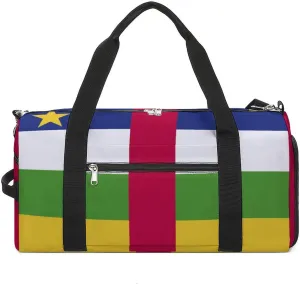 Central African Republic Flag Sports Gym Bag for Boys Girls with Shoe Compartment Weekender