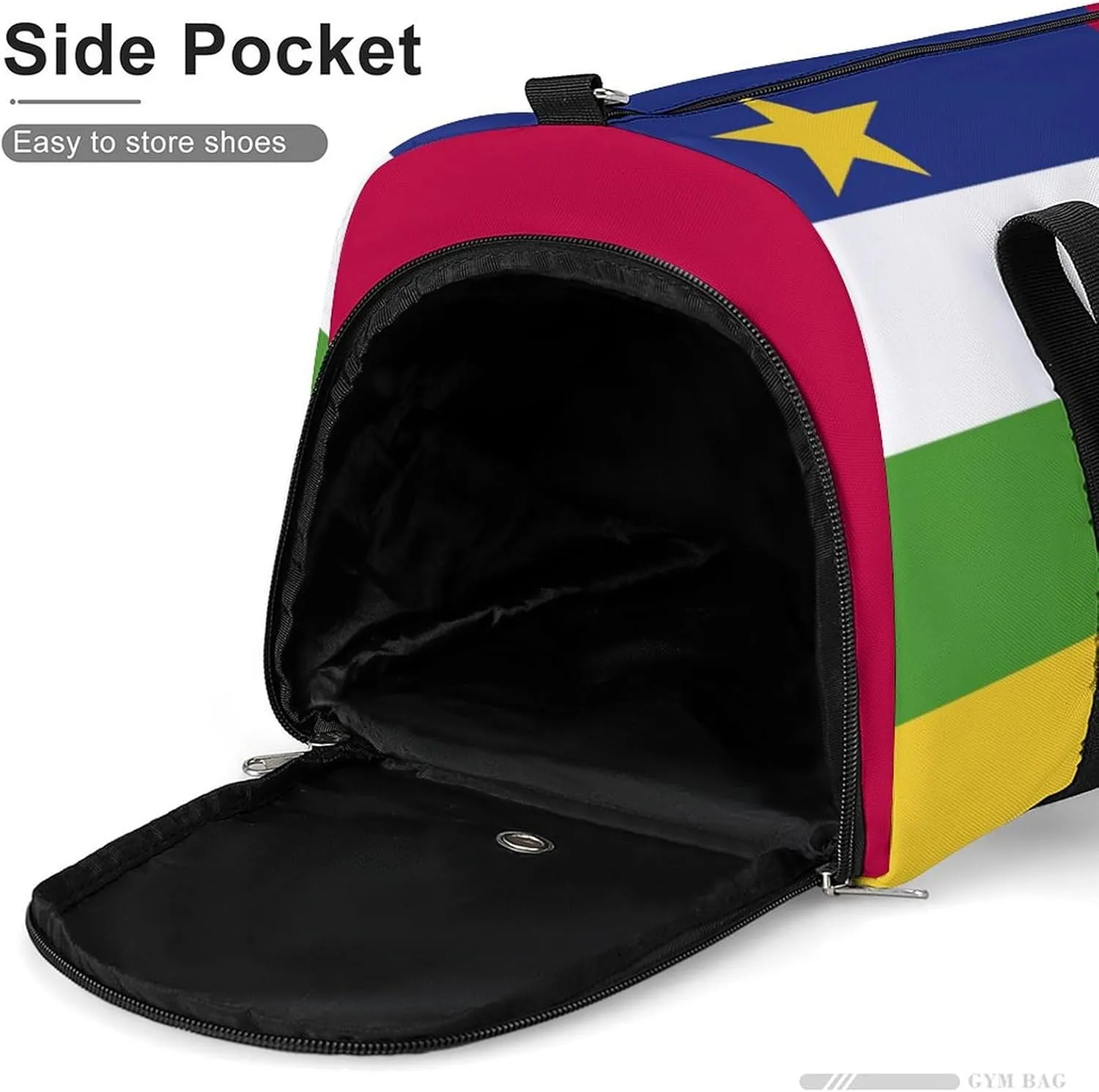 Central African Republic Flag Sports Gym Bag for Boys Girls with Shoe Compartment Weekender