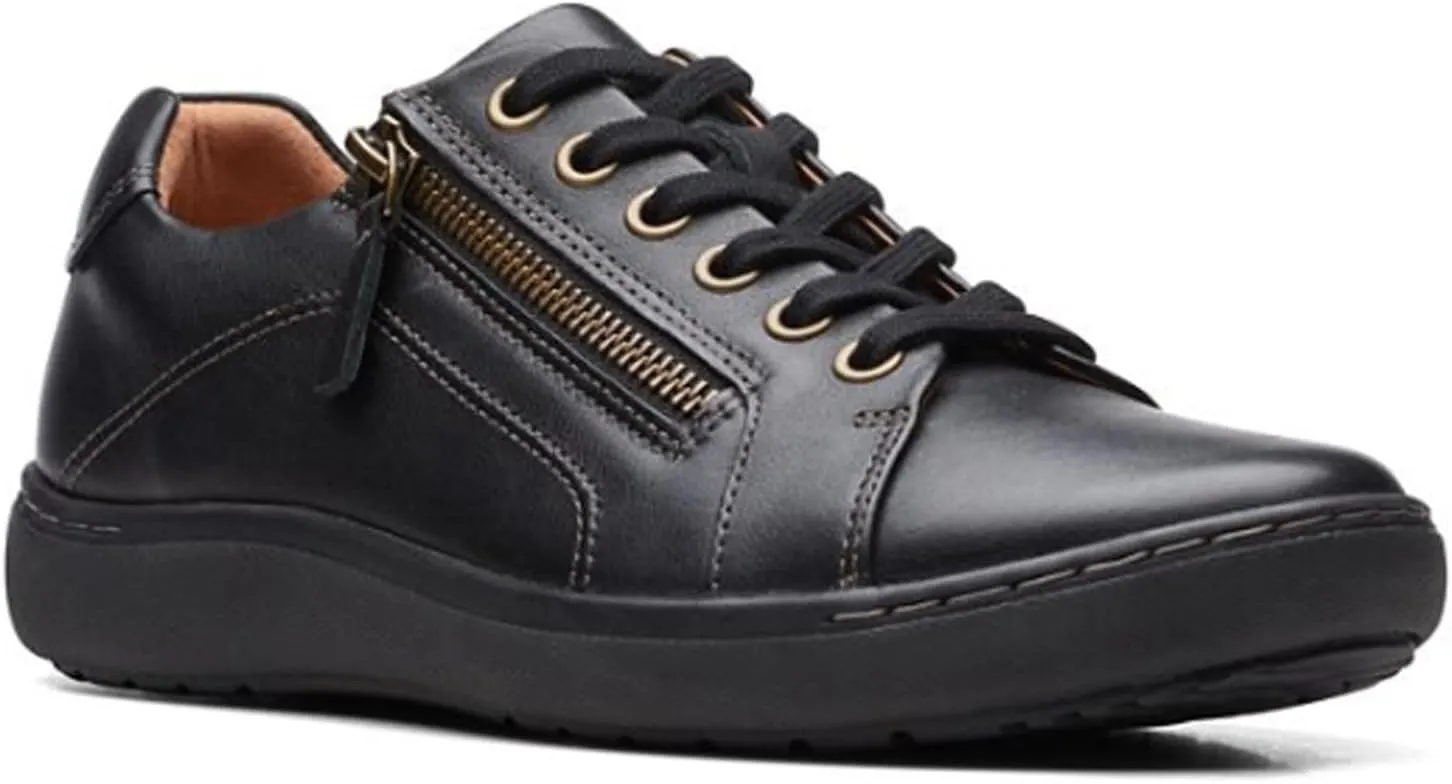 Clarks Women's Nalle Lace Sneaker, Black/Black, Size 7.5 Wide