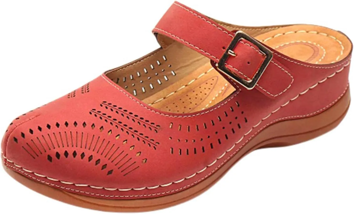 Clogs for Women Mules Shoes: Dressy Summer Closed Toe Arch Support Sandals Backless Low Wedge Slip on Shoes Casual Wedge with Adjustable Hook Loop 2025