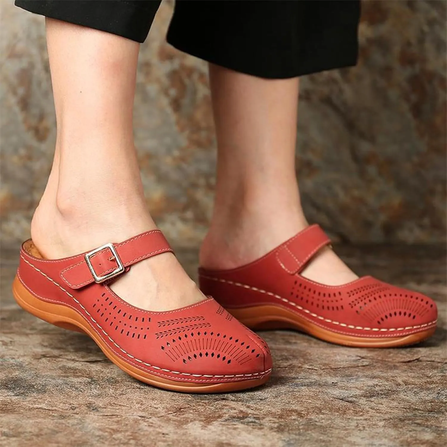 Clogs for Women Mules Shoes: Dressy Summer Closed Toe Arch Support Sandals Backless Low Wedge Slip on Shoes Casual Wedge with Adjustable Hook Loop 2025