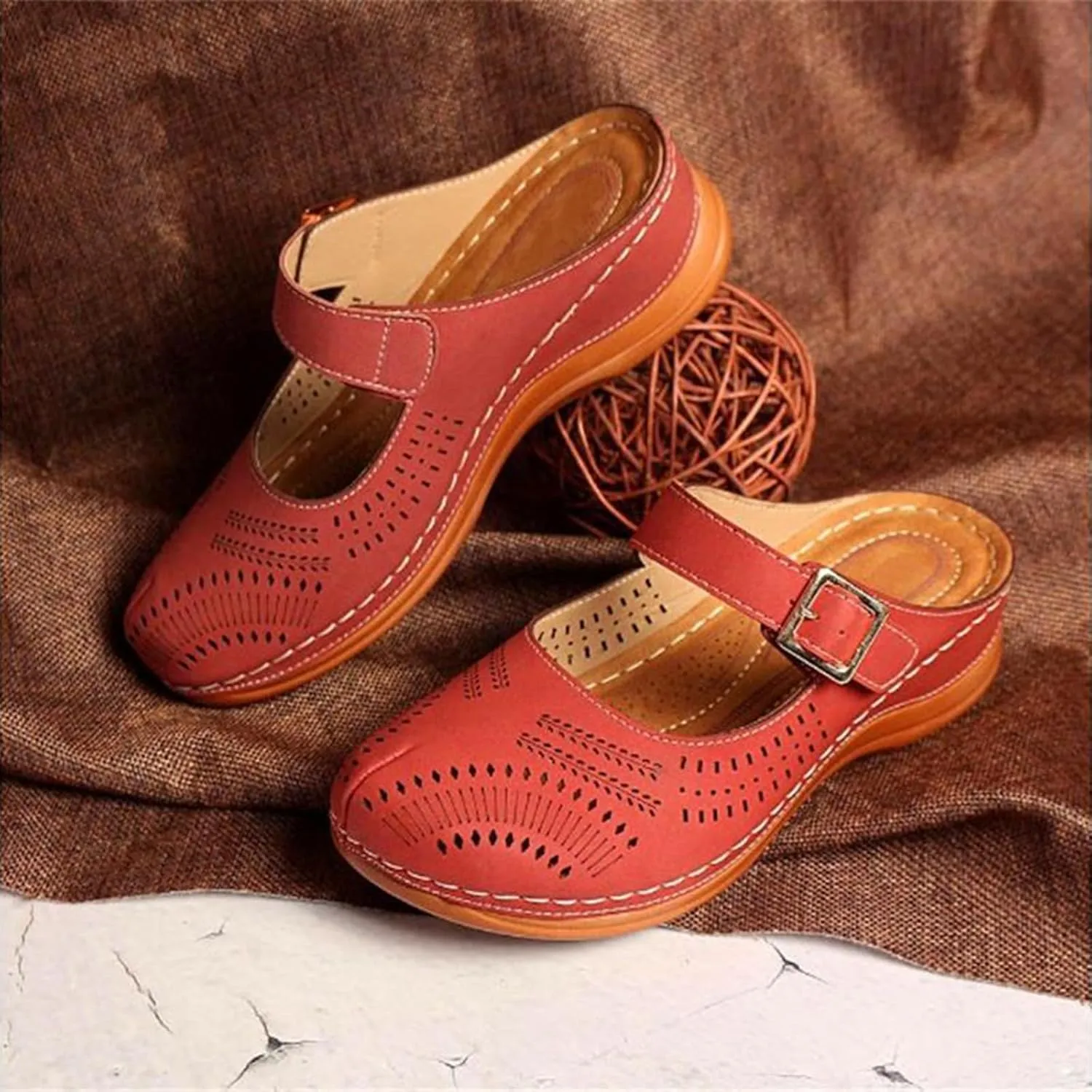 Clogs for Women Mules Shoes: Dressy Summer Closed Toe Arch Support Sandals Backless Low Wedge Slip on Shoes Casual Wedge with Adjustable Hook Loop 2025