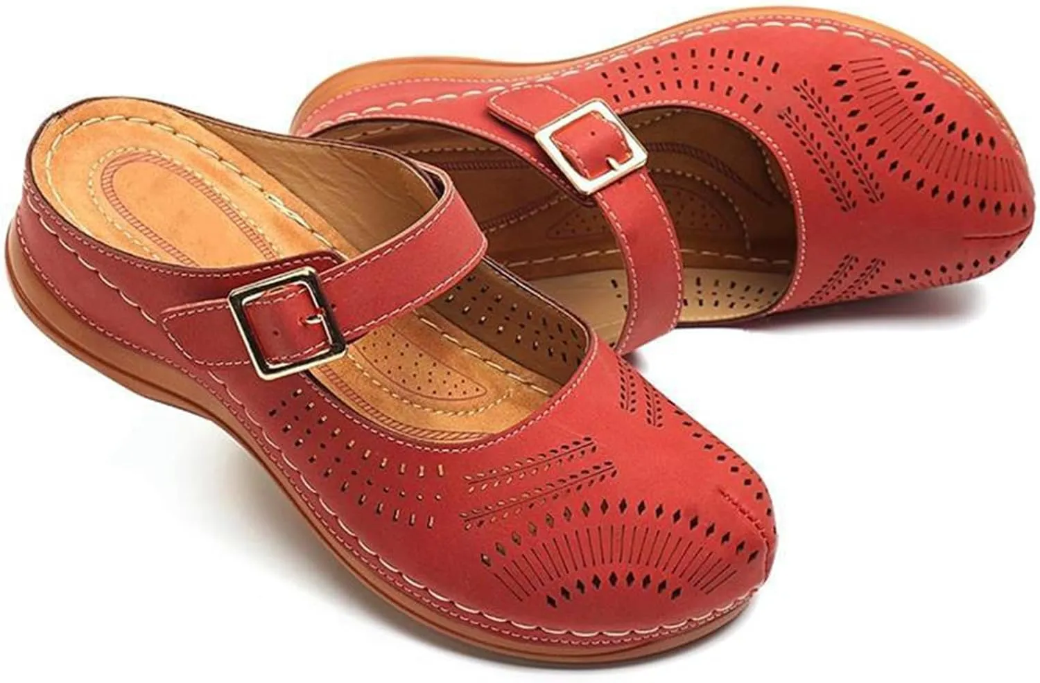Clogs for Women Mules Shoes: Dressy Summer Closed Toe Arch Support Sandals Backless Low Wedge Slip on Shoes Casual Wedge with Adjustable Hook Loop 2025