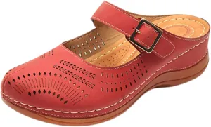 Clogs for Women Mules Shoes: Dressy Summer Closed Toe Arch Support Sandals Backless Low Wedge Slip on Shoes Casual Wedge with Adjustable Hook Loop 2025