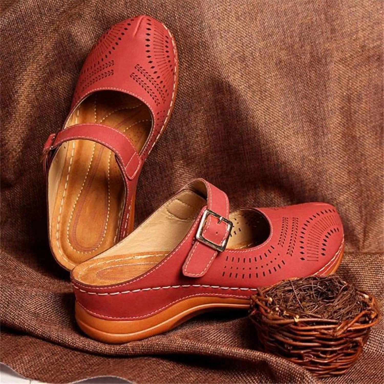 Clogs for Women Mules Shoes: Dressy Summer Closed Toe Arch Support Sandals Backless Low Wedge Slip on Shoes Casual Wedge with Adjustable Hook Loop 2025