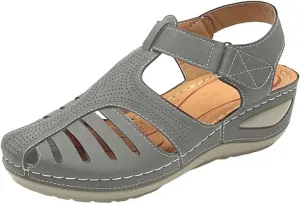 Closed Toe Sandals Women Flat Dressy Comfortable Slip On Sandals Non Slip Platform Wedge Sandals Walking Sandals